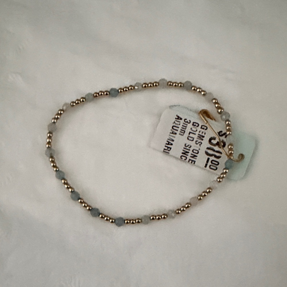 Enewton gemstone gold sincerity 3mm Gold and Light Blue Beaded Bracelet NWT